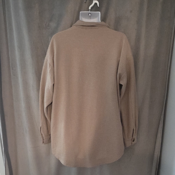 XL Button-Front Shacket in Tan - Picture 2 of 5